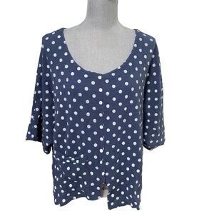 Flora Ashley blue and white polkadot oversized top size extra small
